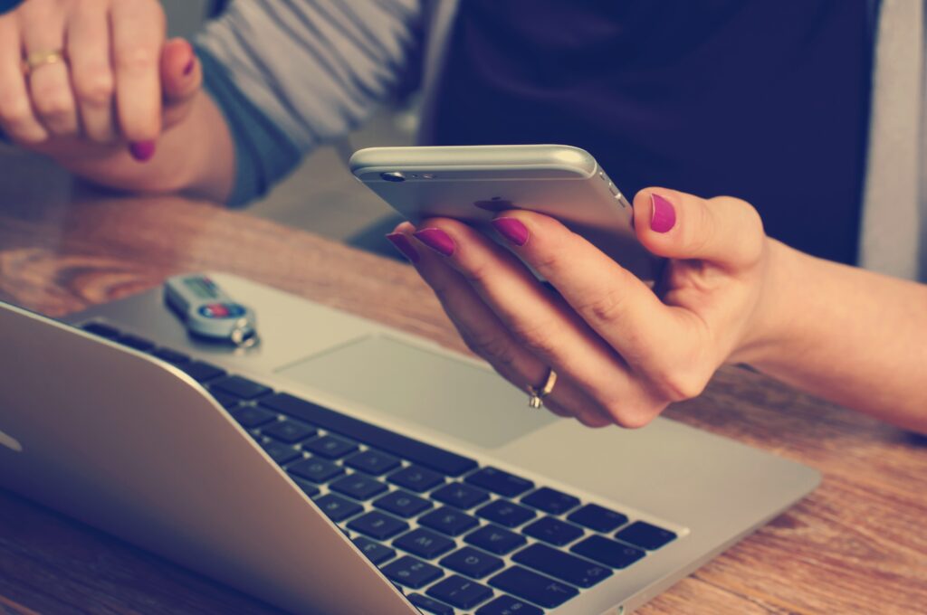 A woman checking her phone